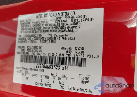 2012 Ford Mustang V6 from USA, damaged, VIN 1ZVBP8AMXC5231514